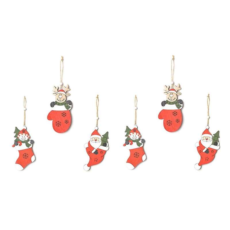 Colored Drawing Hanging Pendant Santa -- Shape Christmas Tree Hanging Ornament Holiday Decorations