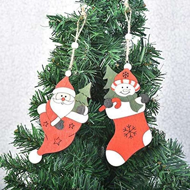 Colored Drawing Hanging Pendant Santa -- Shape Christmas Tree Hanging Ornament Holiday Decorations