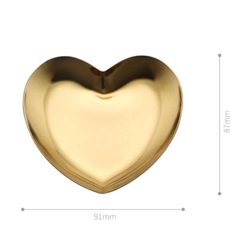 Colorful Stainless Steel Storage Mirror Tray Heart Shape Fruit Plate Small Items Jewelry Display Tra