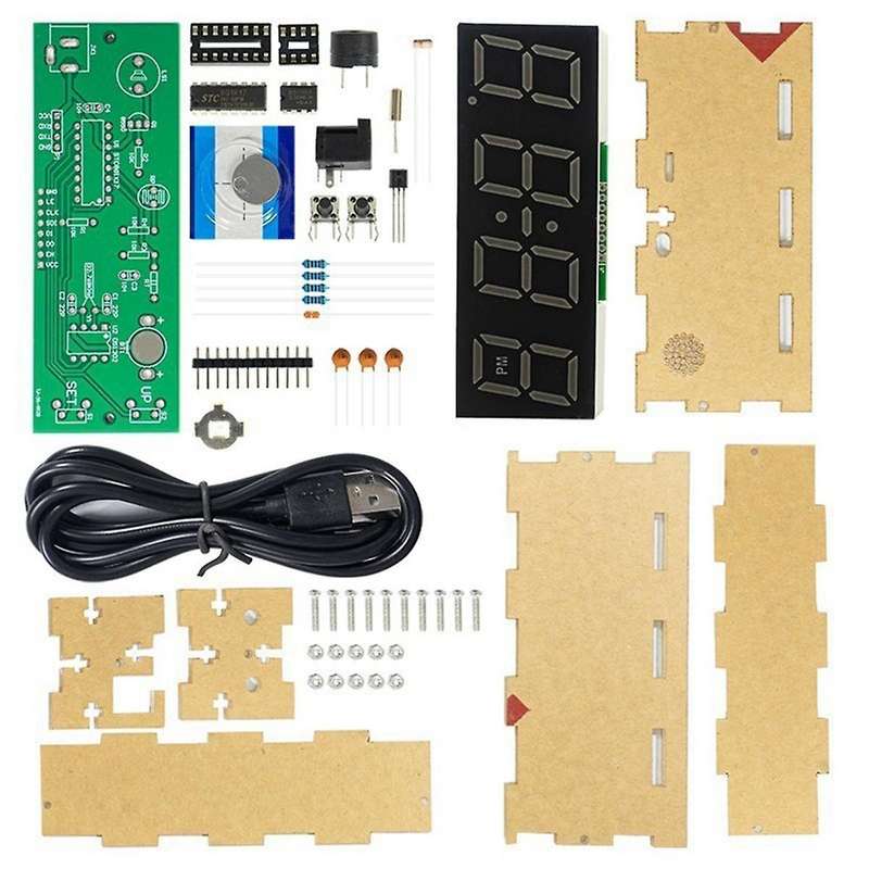 Colorful Digital Clock Kit Colorful RGB Digital Alarm Clock Microcontroller Circuit Board Welding DI