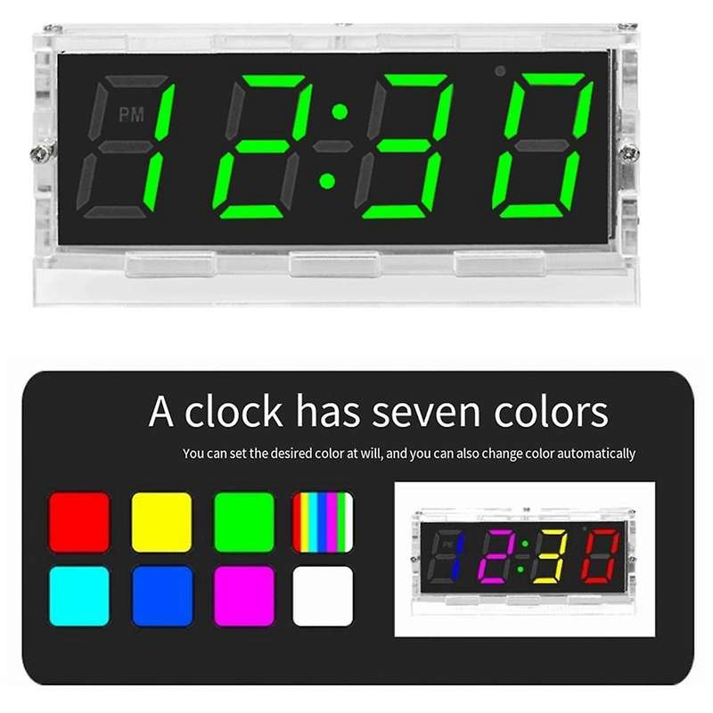 Colorful Digital Clock Kit Colorful RGB Digital Alarm Clock Microcontroller Circuit Board Welding DI