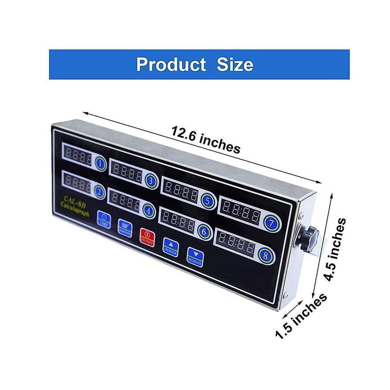 Commercial 8 Channels Digital Kitchen Timer, Stainless Steel Calculagraph Timer with Alarm , Clock R