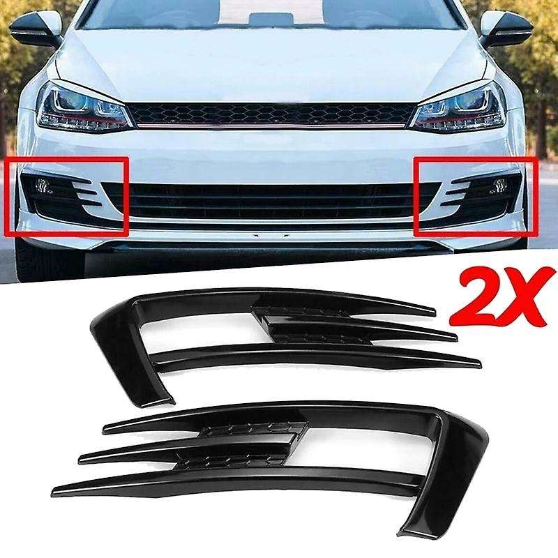 Compatible Golf 7 MK7 2013-2017 Gloss Black Car Bumper Fog Light Grille Trim