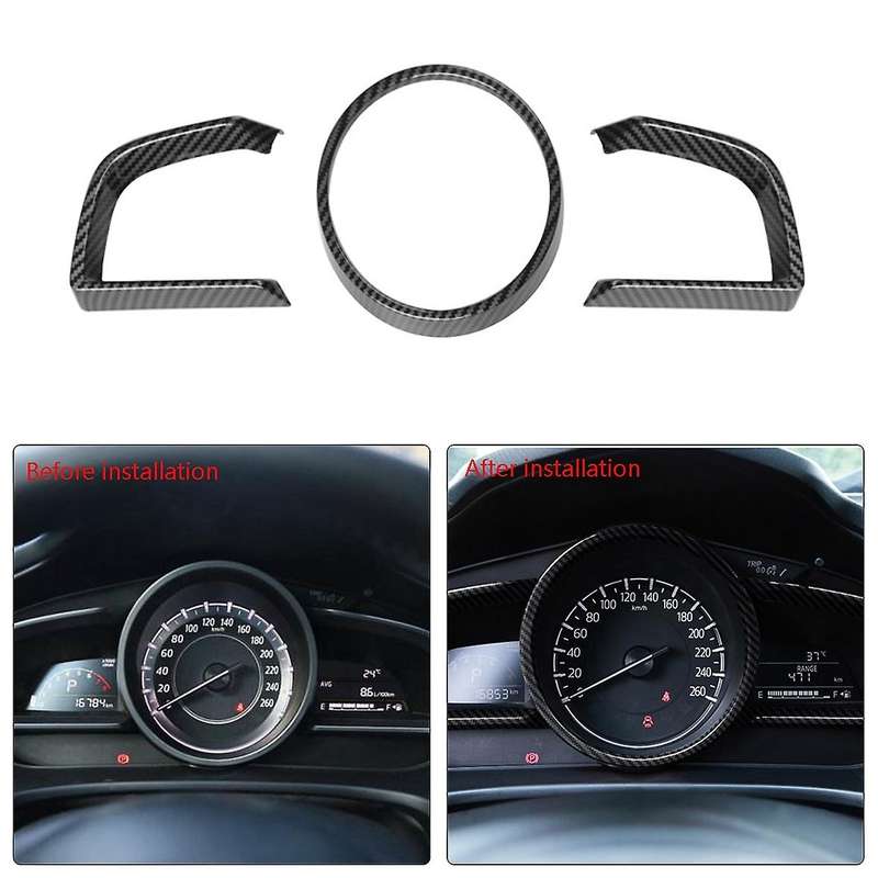 Compatible Mazda 3 Axela 2014-18 Carbon Fiber Dashboard Interior Cover Trim