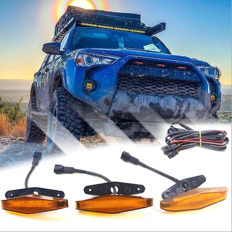 Compatible with for 2014 -2019 4Runner PRO Front Bumper Center Grille Grill LED Lights Amber Yellow