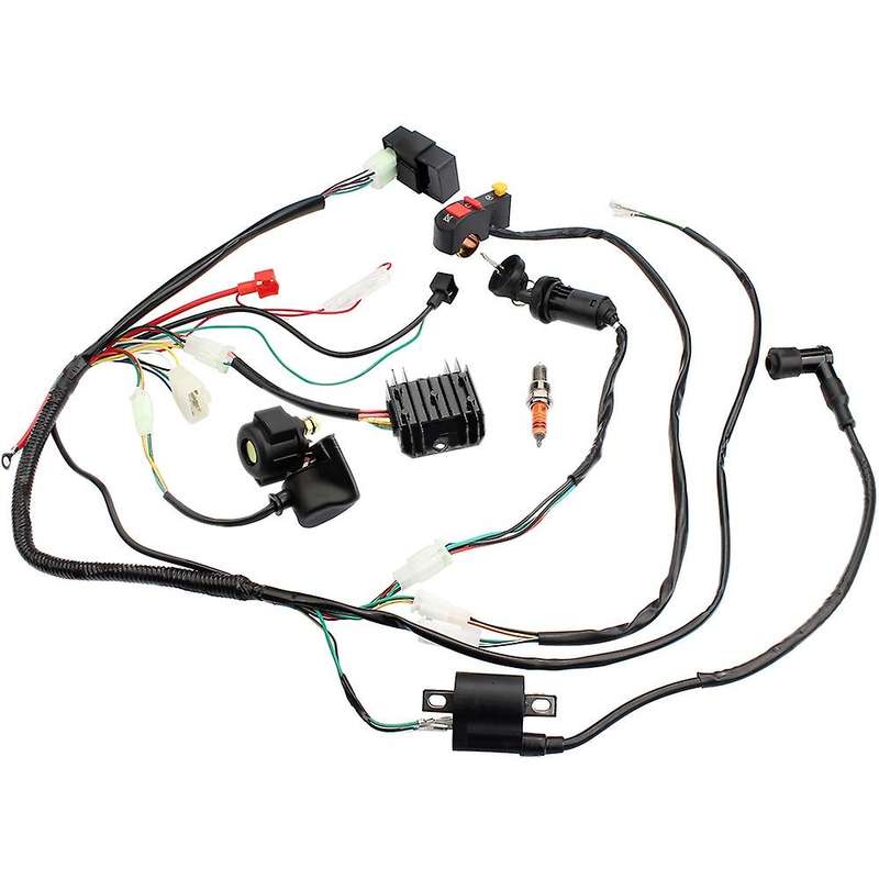 Complete Electrics Wiring Harness CDI Ignition Coil Solenoid Relay Kits for 4-Stroke ATV QUAD Dirt B