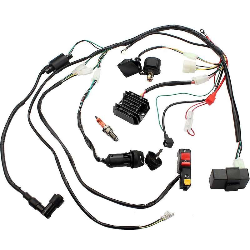 Complete Electrics Wiring Harness CDI Ignition Coil Solenoid Relay Kits for 4-Stroke ATV QUAD Dirt B