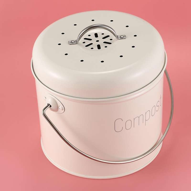 Compost Bin 3l - Stainless Steel Kitchen Compost Bin - Kitchen Composter for Food Waste - Coal Filte