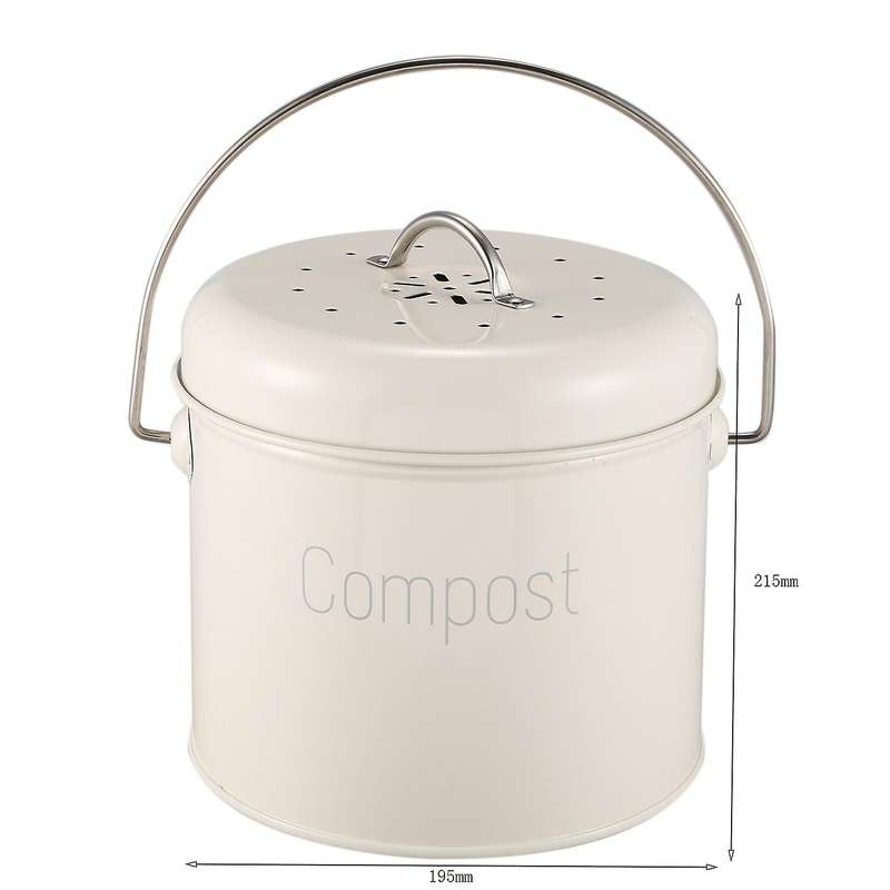 Compost Bin 3l - Stainless Steel Kitchen Compost Bin - Kitchen Composter for Food Waste - Coal Filte