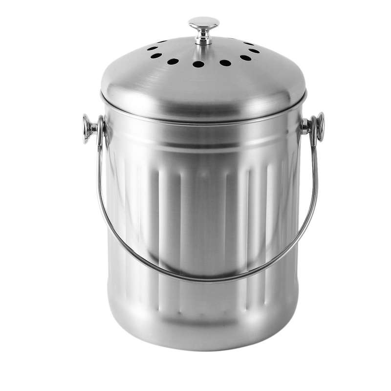 Compost Bin, Bucket Kitchen, Odorless Compost Bucket for Kitchen Food Waste, with Handle and 2 Char