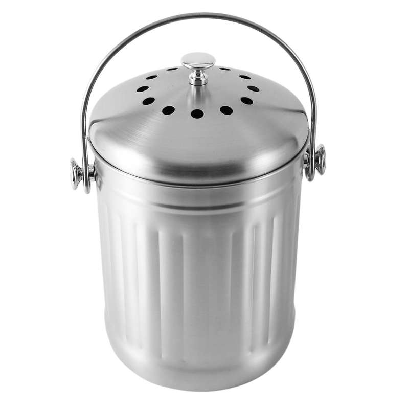 Compost Bin, Bucket Kitchen, Odorless Compost Bucket for Kitchen Food Waste, with Handle and 2 Char