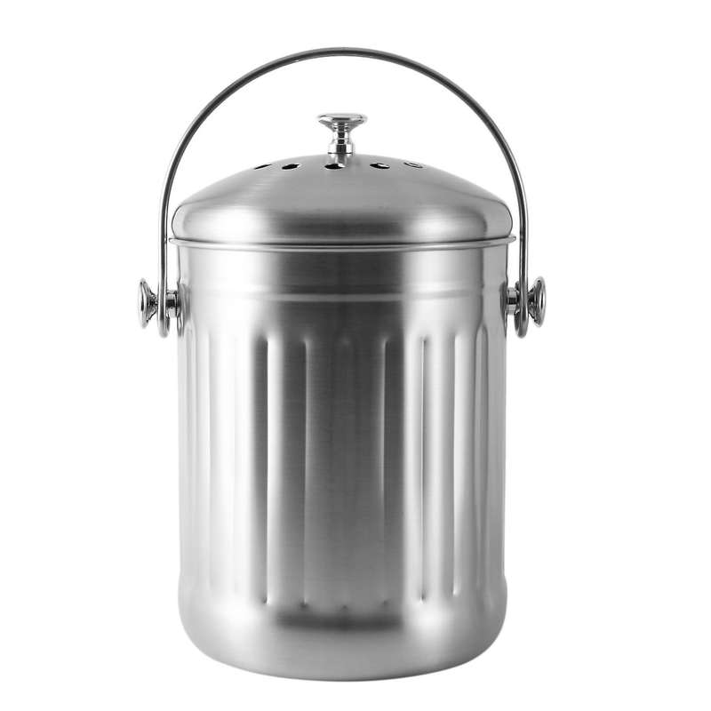 Compost Bin, Bucket Kitchen, Odorless Compost Bucket for Kitchen Food Waste, with Handle and 2 Char