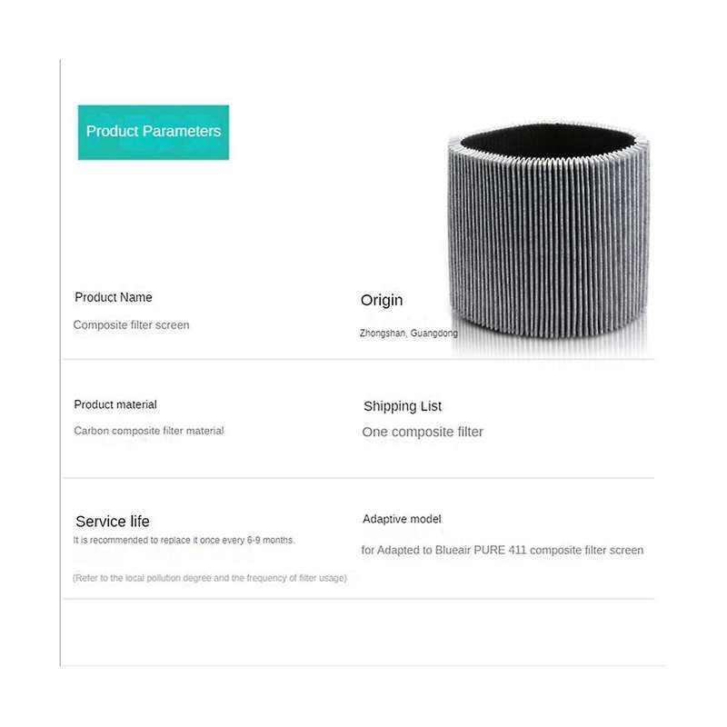 Composite Filter Replacement Filter for Blue Pure 411/411+ & 3210 Air Purifier Filter