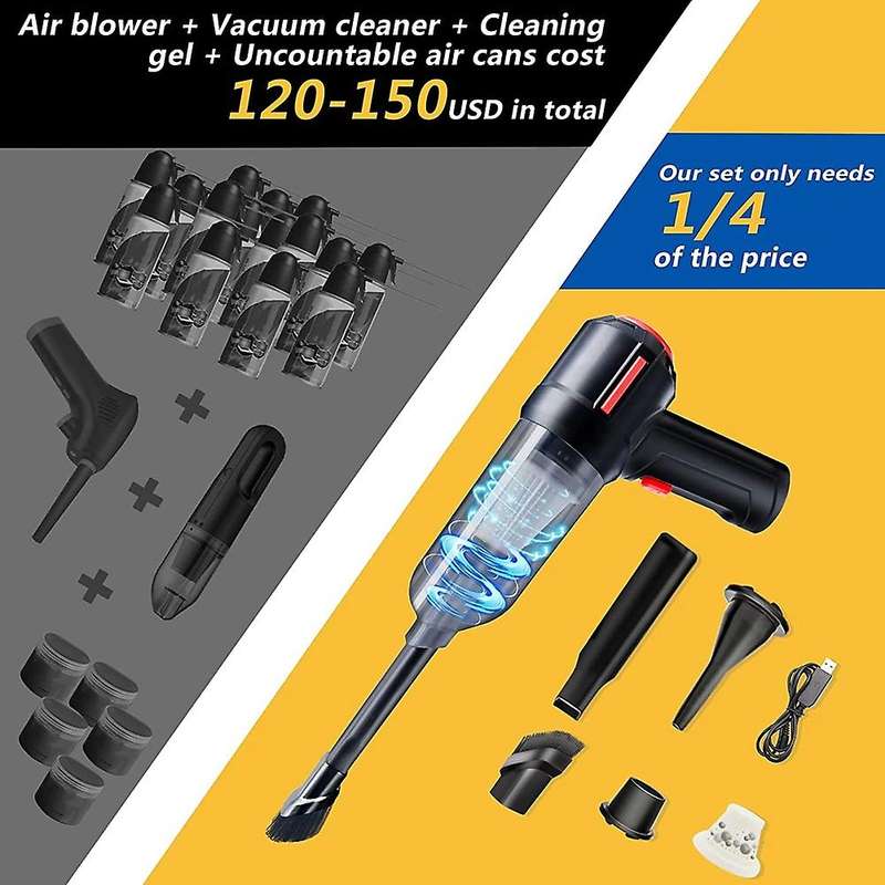 Compressed Air Duster Rechargeable Mini Vacuum Cleaner , 6000 Pa, for Computer, Keyboard ,laptop, C