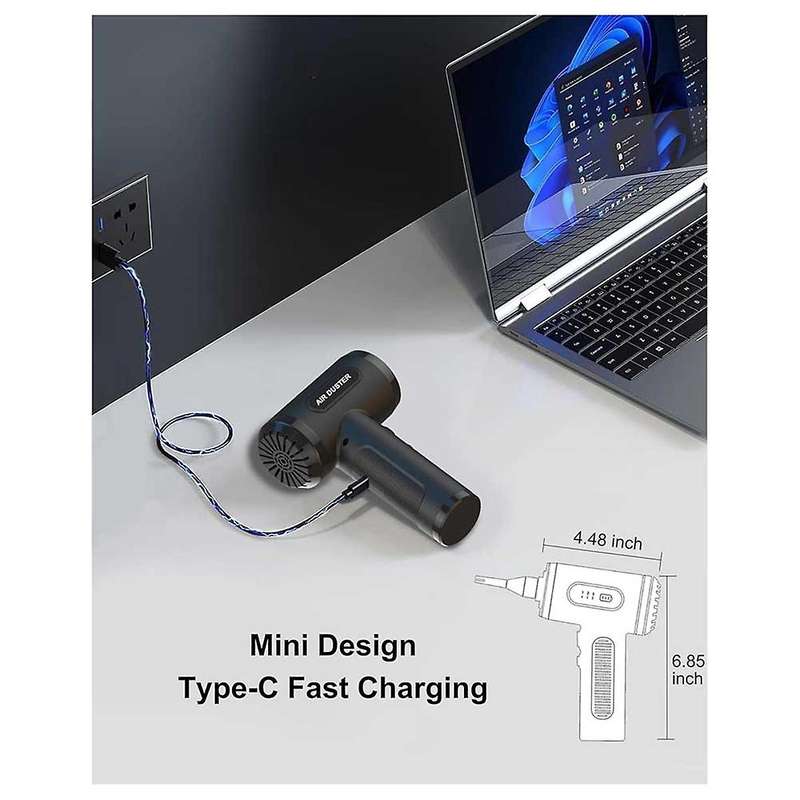 Compressed Air Blower with Hd Display, Rechargeable and Portable Cleaning Kit for Computer, Laptop,