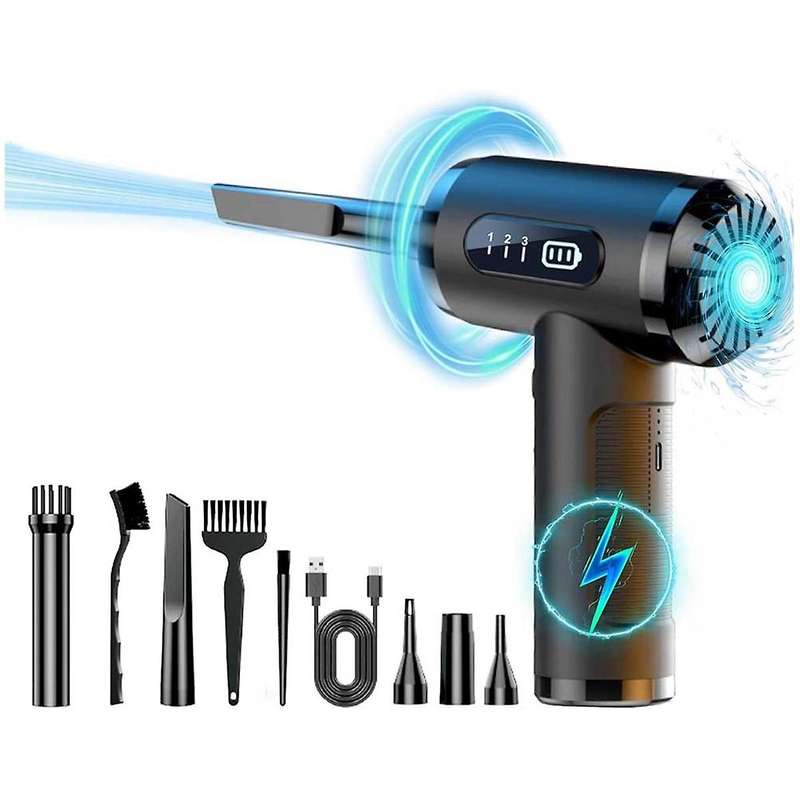 Compressed Air Blower with Hd Display, Rechargeable and Portable Cleaning Kit for Computer, Laptop,