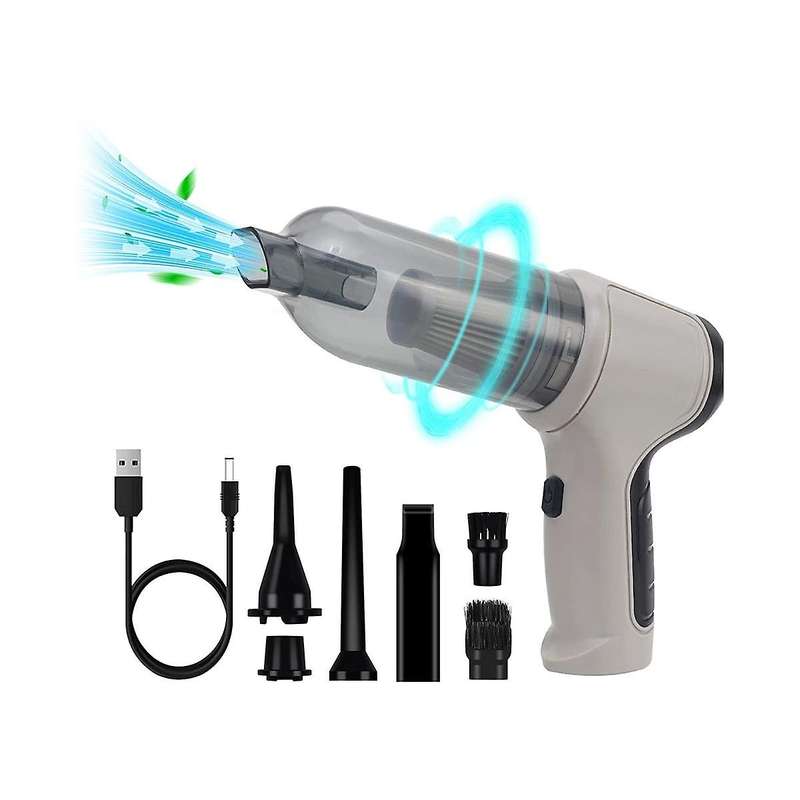 Compressed Air Duster, Keyboard Cleaner, 3-In-1 Mini Vacuum, Reusable Rechargeable Cordless Dust Bl