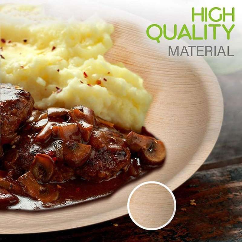 Compostable, Biodegradable, Disposable Palm Leaf Plates Sturdy, & Safe (20, 8 Inch Round Plates)