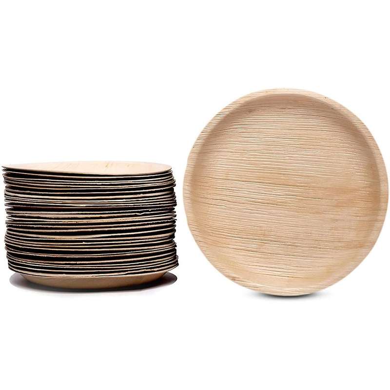 Compostable, Biodegradable, Disposable Palm Leaf Plates Sturdy, & Safe (20, 8 Inch Round Plates)