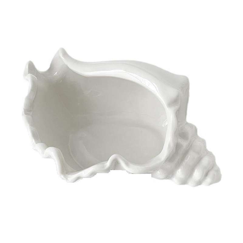 Conch Shell Tea Light Candle Holder, Shell Jewelry Dish, Ocean Beach Theme Ceramic White Shell Jewel