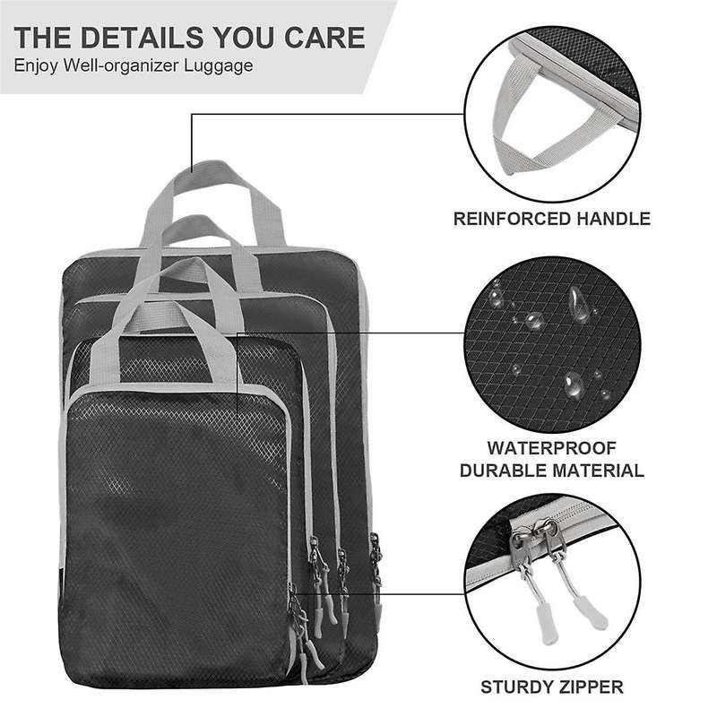 Compression Packing-cubes,4 Set Ultralight Packing-cubes for Carry On Suitcase,travel Packing for Su