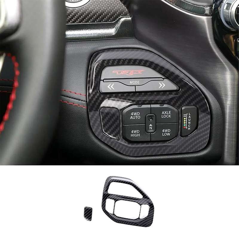 Console 4WD Drive Mode Switch Cover Trim for Ram 1500 2019-2024 Interior Accessories ABS Carbon Fib