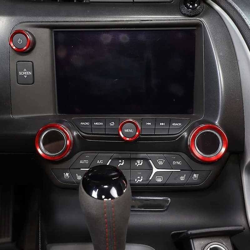Console Ac Volume Knob Button Switch Cover for Corvette C7 2014-2019 Accessories Red