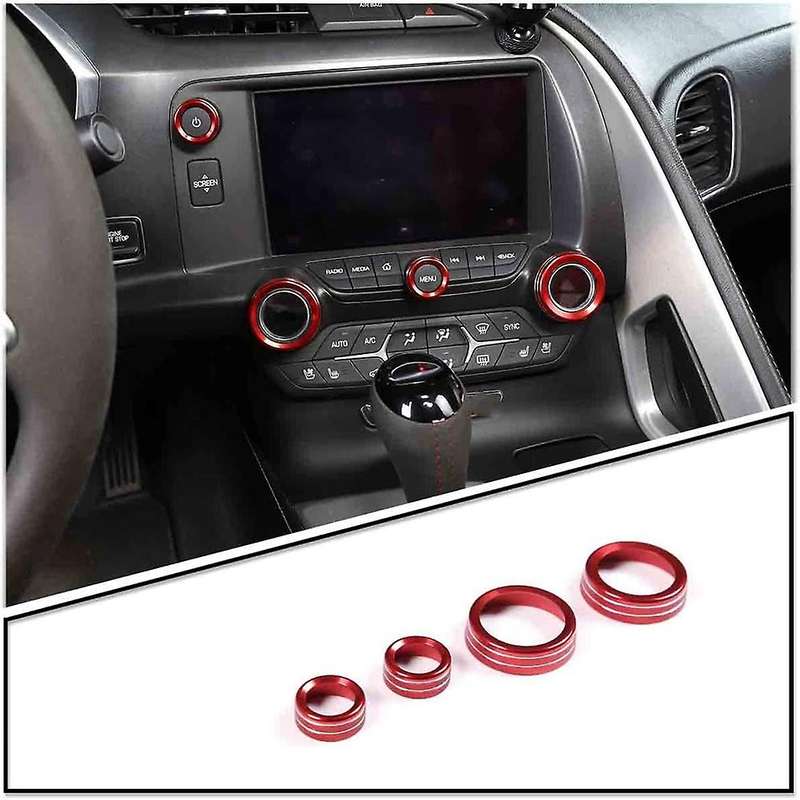 Console Ac Volume Knob Button Switch Cover for Corvette C7 2014-2019 Accessories Red
