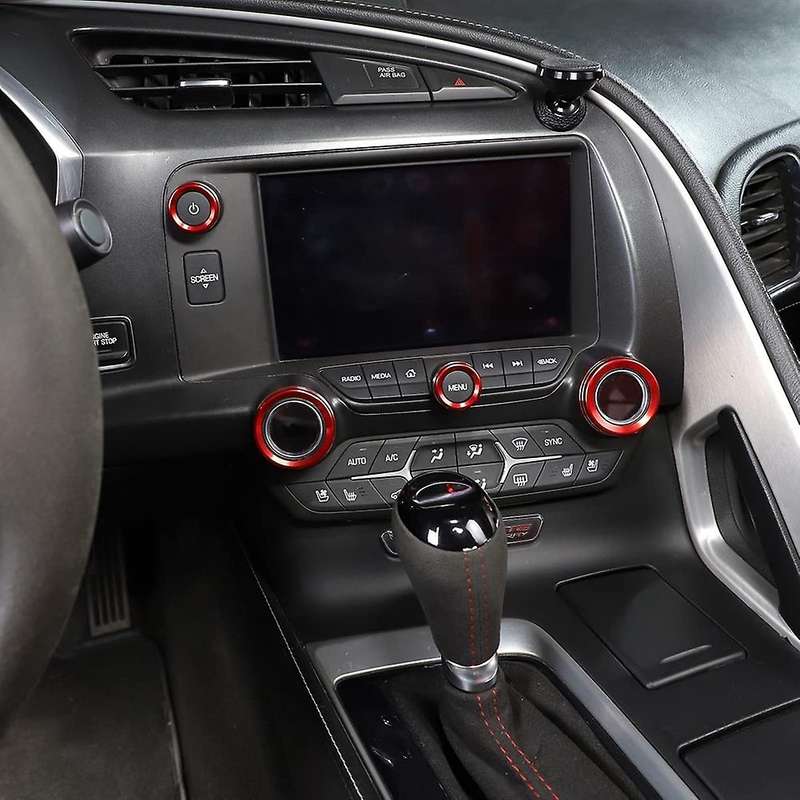 Console Ac Volume Knob Button Switch Cover for Corvette C7 2014-2019 Accessories Red