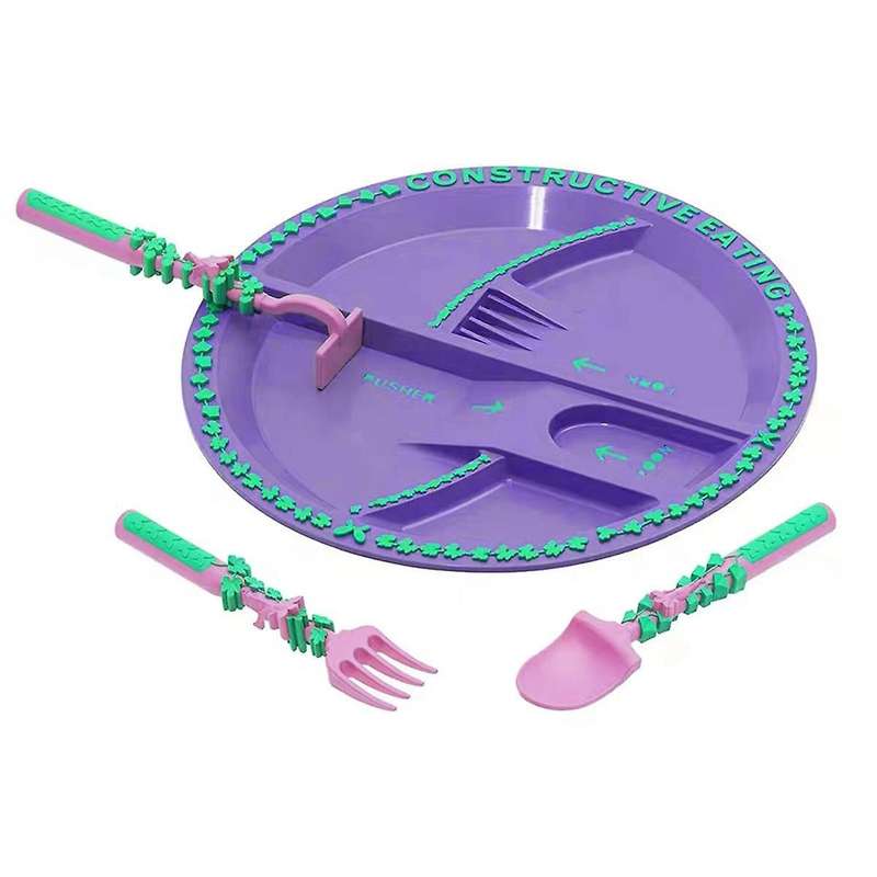 Constructiveeating Garden Fairy Plate & Utensils Children's Table Placemats 3 Piece Dinnerware & Pla