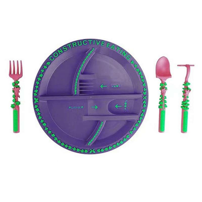 Constructiveeating Garden Fairy Plate & Utensils Children's Table Placemats 3 Piece Dinnerware & Pla