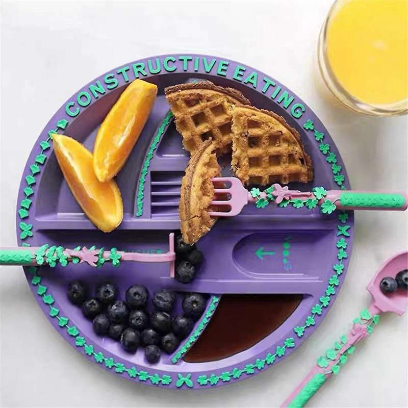 Constructiveeating Garden Fairy Plate & Utensils Children's Table Placemats 3 Piece Dinnerware & Pla