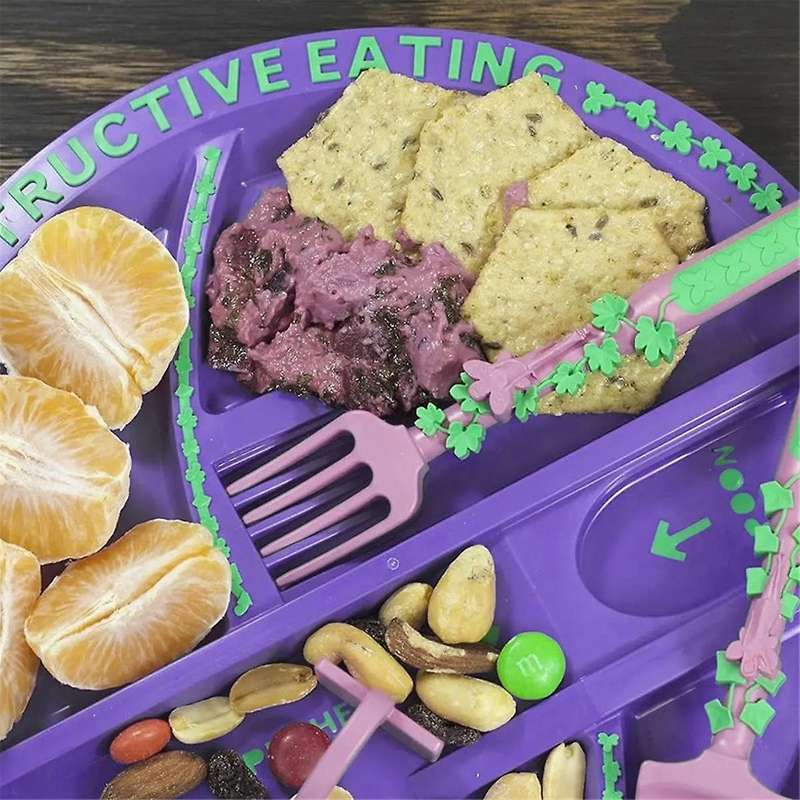 Constructiveeating Garden Fairy Plate & Utensils Children's Table Placemats 3 Piece Dinnerware & Pla