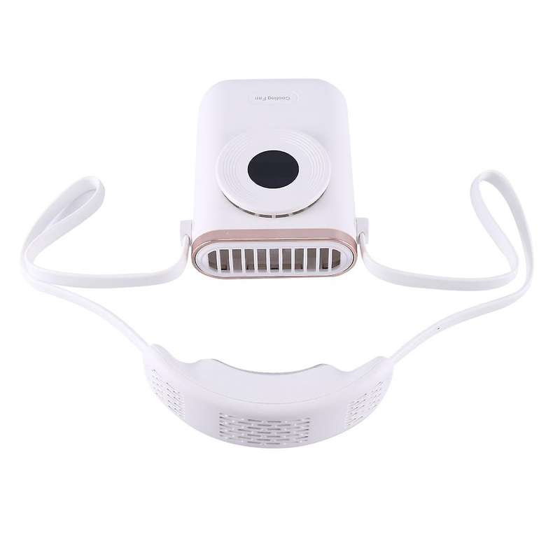 Convenient Air Conditioner Bladeless Cooling Neck Fan Digital Display Adjustable Leafless Summer Ha