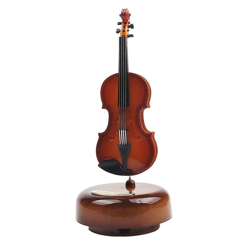Violin Music Box,mini Vintage Musical Box with Rotating Base, Classical Replica Instrument Crafts Mo