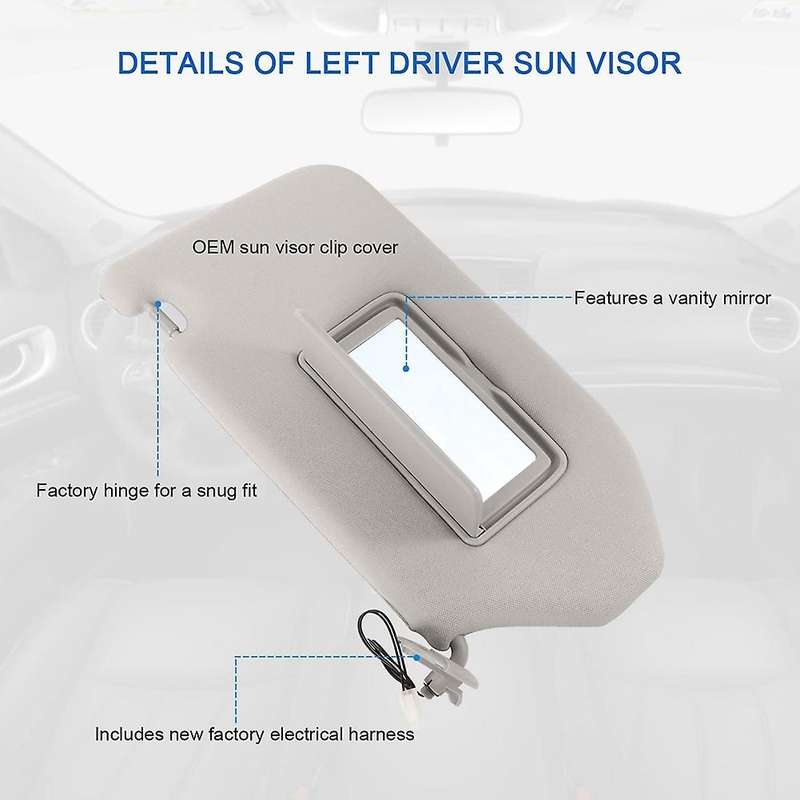 Visor for - 2013-2018 - Qx60 2014-2017 Jx35 2013 Replace 96401-9pb0a, Left Driver Side
