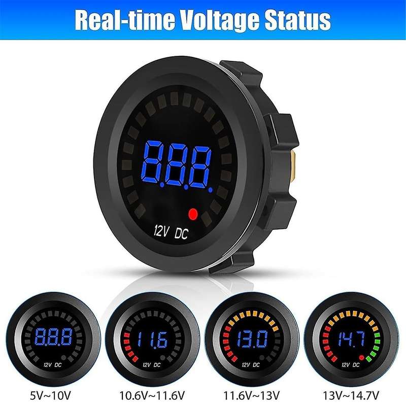 Voltage Meter,12V LED Digital Display Voltage Meter Car Voltmeter Measuring Device Voltage Tester Me