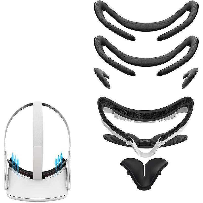 VR Vent Soft Interface Bracket & Anti-Leakage Light PU Leather Foam Face Cover Replacement Pad 7In1