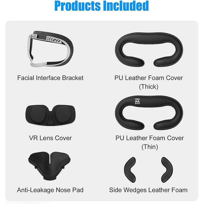 VR Vent Soft Interface Bracket & Anti-Leakage Light PU Leather Foam Face Cover Replacement Pad 7In1