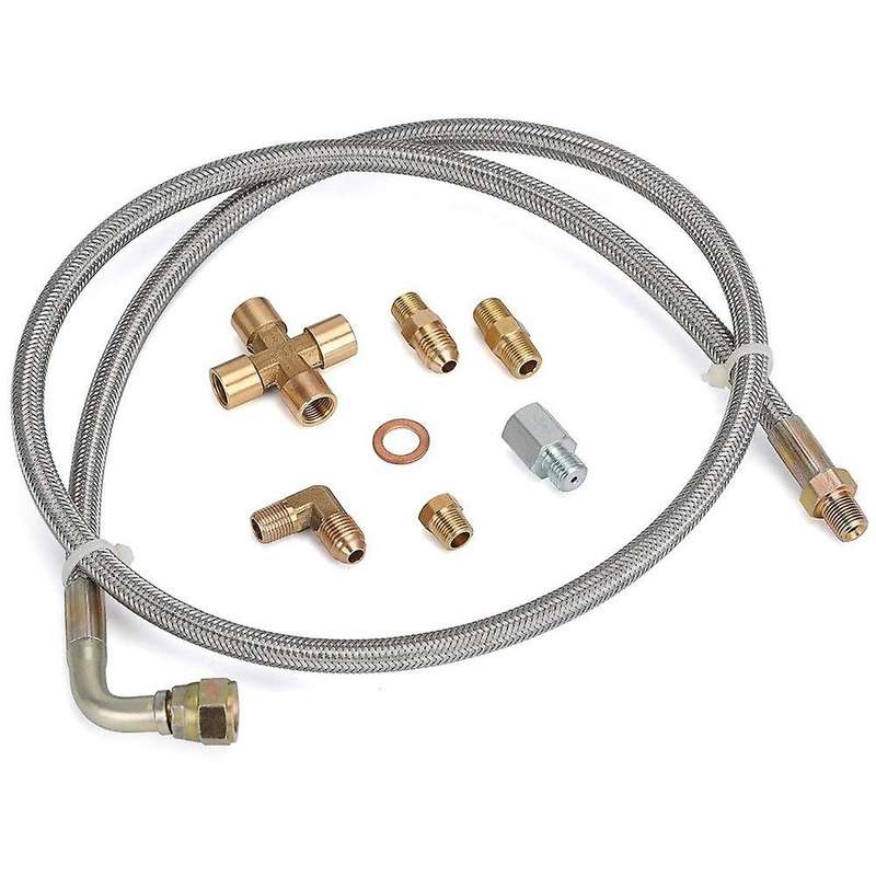 VR - 1/8 NPT 4AN Turbo Oil Feed Line Oil Drain Line Kit for T3 T4 T3/T4 T04E T70 T66 T67 Gt35 Gt45 V