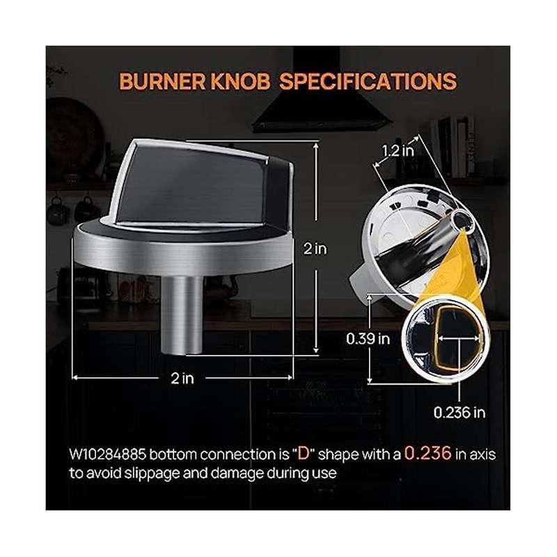 W10284885 Burner Knob Replacement, Fit for Gas Range/Stove/Oven, Replaces WPW10284885 AP6018699 PS11