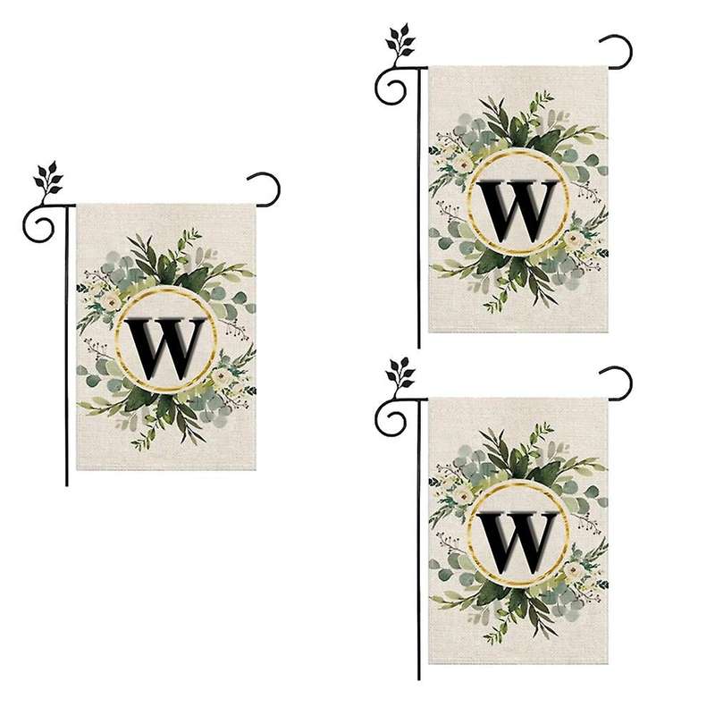W Linen Garden Flag Double Layer Double Sided Letters Holiday Outdoor Flag Yard Decoration Flag