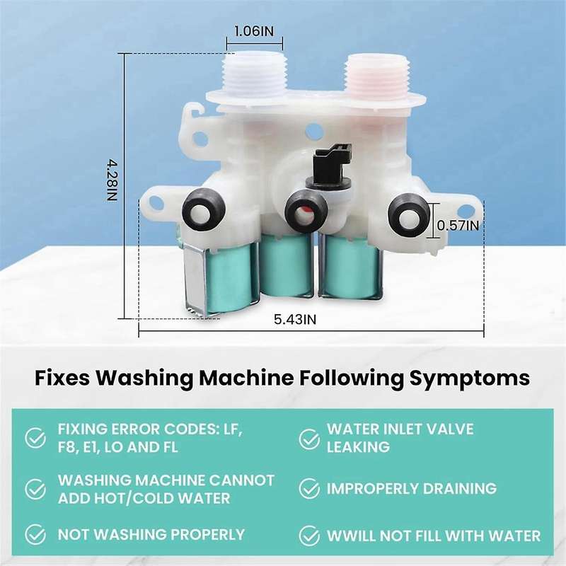 W11096268 W11220230 Water Inlet Valve for Whirl-Pool Ken-More Washing Machine W10632527 W10758829 W1