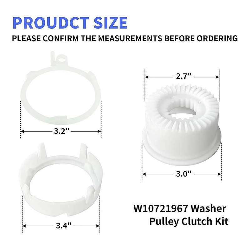 W10721967 Washer Pulley Clutch Kit, W10006384 Washer Drive Belt Replacement Kit Compatible for