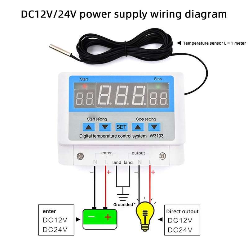 W3103 AC 220V Max Digital Thermostat 30A Temperature Controller Switch Wall Hanging DC 12V 24V Therm