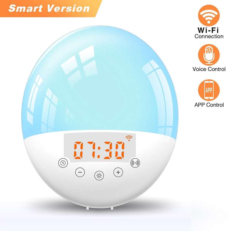 Wake Up Light Alarm Clock Snooze Nature Night Lamp Sunrise Colorful Light with FM Radio LED Digital