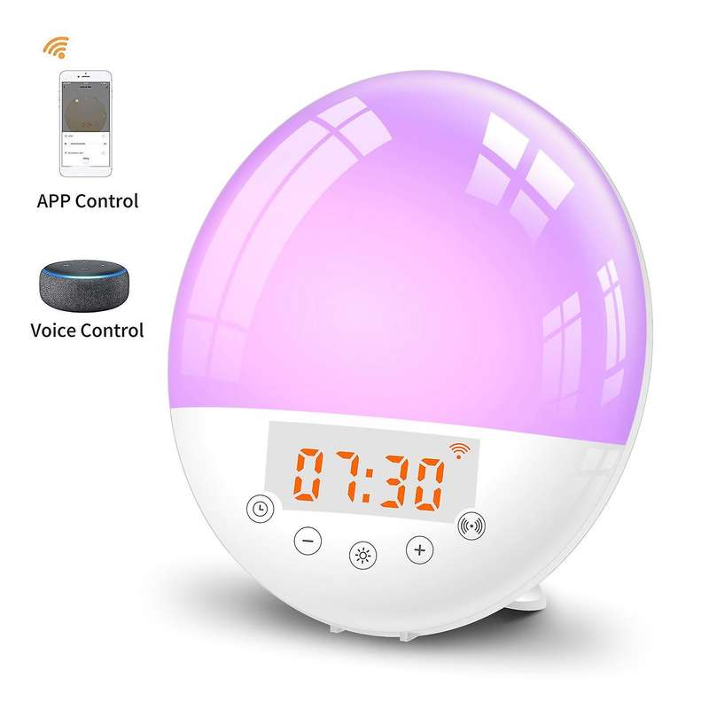 Wake Up Light Alarm Clock Snooze Nature Night Lamp Sunrise Colorful Light with FM Radio LED Digital