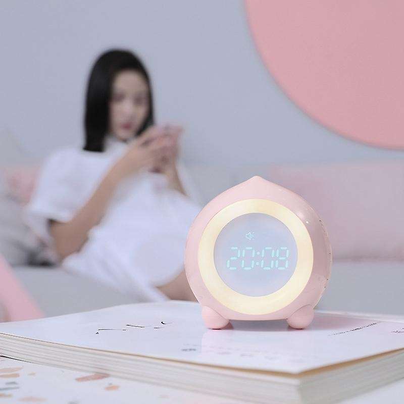 Wake Up Light Kids Smart Alarm Clock Bluetooth Function 7 Colors Changing Bedroom Pink Led Digital D