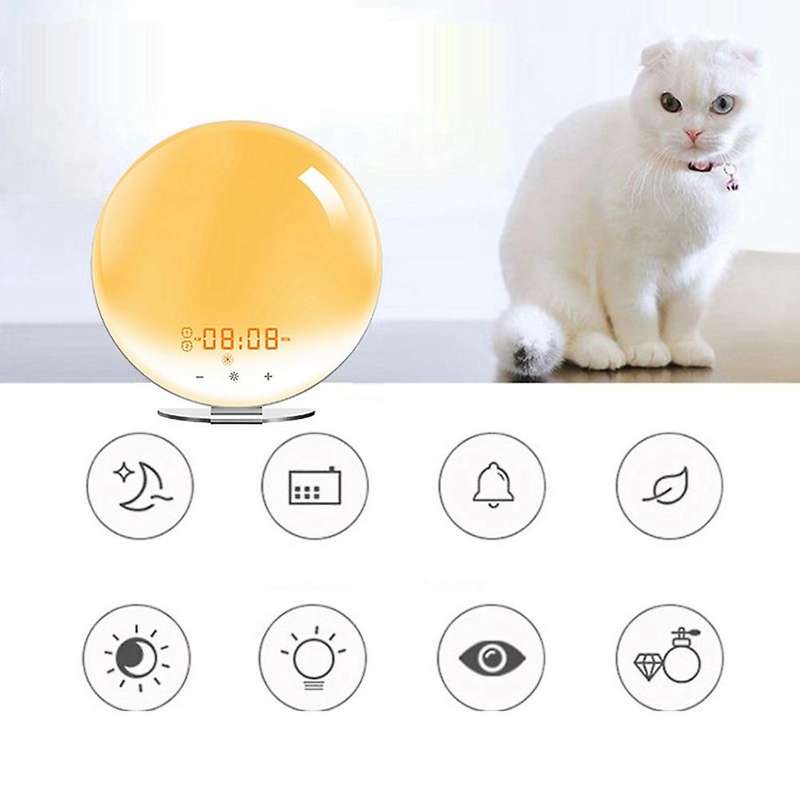 Wake Up Light Alarm Clock Sunrise Alarm Clock with Sunset Simulation LED Clock with Dual Alarms 7 Co