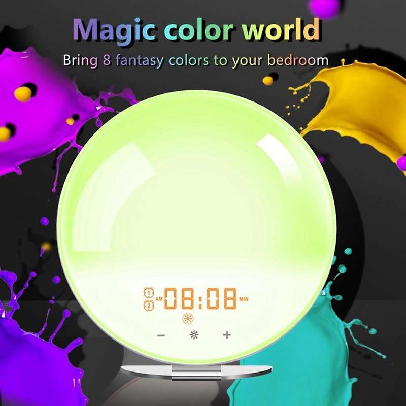 Wake Up Light Alarm Clock Sunrise Alarm Clock with Sunset Simulation LED Clock with Dual Alarms 7 Co